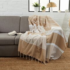 Tuneesia fouta (pleed/tekk) Arthur XXL suurus 200x300cm, helepruun цена и информация | Покрывала, пледы | kaup24.ee