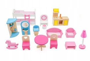 Nukumaja puidust XXL (90cm) basseiniga, mööbel + LED valgustus hind ja info | Tüdrukute mänguasjad | kaup24.ee