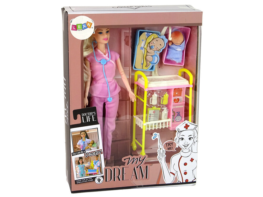Doktor nukk koos aksessuaaridega, roosa цена и информация | Tüdrukute mänguasjad | kaup24.ee