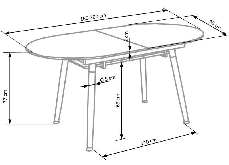 Pikendatav söögilaud Caliber, valge/tamm hind ja info | Köögi- ja söögilauad | kaup24.ee