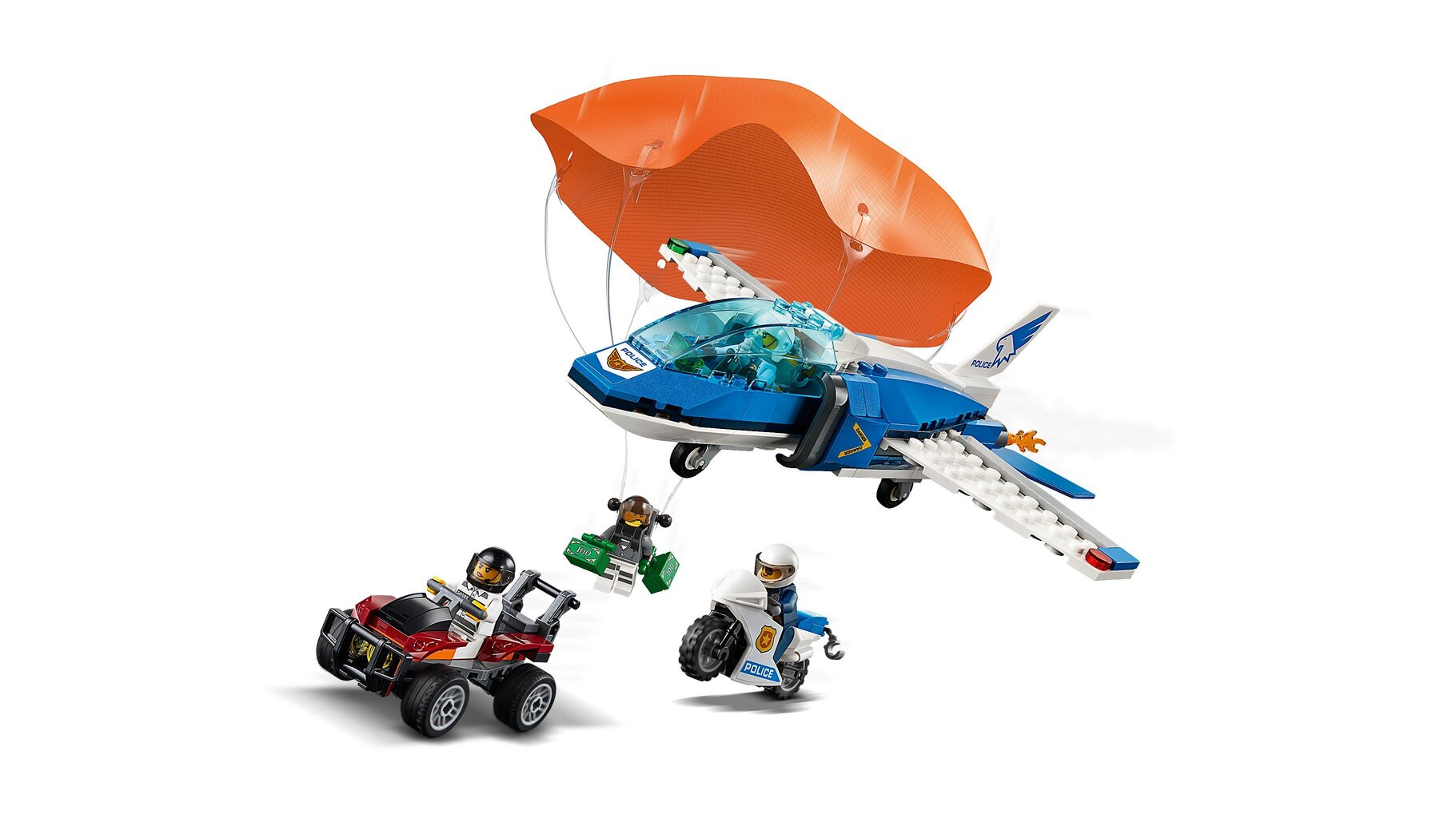 60208 LEGO® City Kinnipidamine õhupolitsei langevarju abil цена и информация | Klotsid ja konstruktorid | kaup24.ee