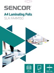 Lamineerimisümbrikud Sencor SLA FA4M150, A4, 25 tk. hind ja info | Kirjatarbed | kaup24.ee