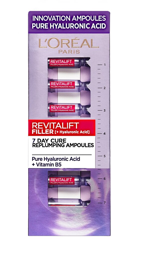 Tugevdavad näoampullid hüaluroonhappega L'oreal Paris Revitalift Filler 7 päeva hind ja info | Näoõlid, seerumid | kaup24.ee