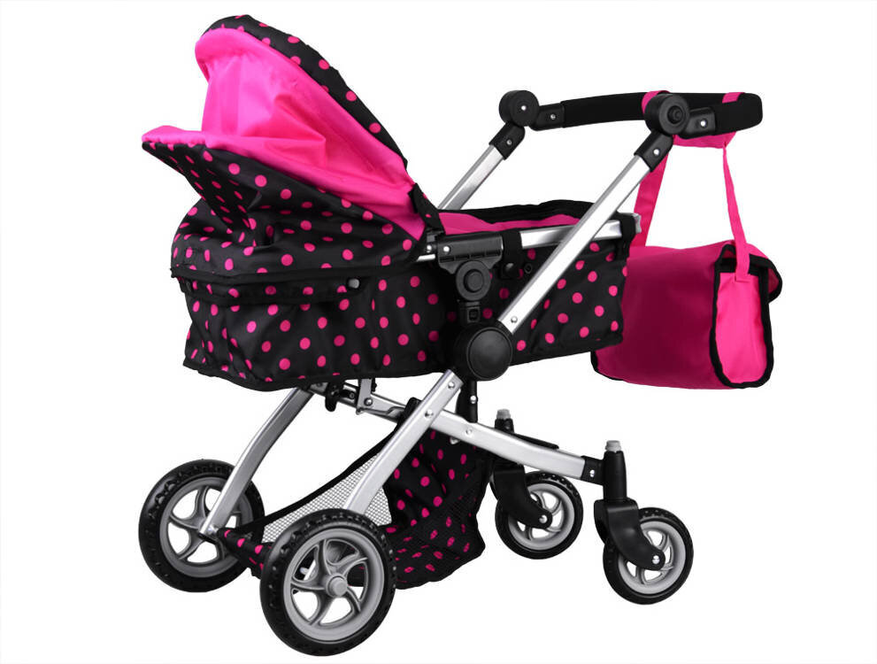Multifunktsionaalne nukukäru 4in1, roosa/must hind ja info | Tüdrukute mänguasjad | kaup24.ee