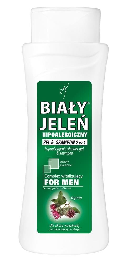 Dušigeel ja šampoon ühes Bialy Jelen 2in1 Lopian meestele 300 ml цена и информация | Dušigeelid, õlid | kaup24.ee