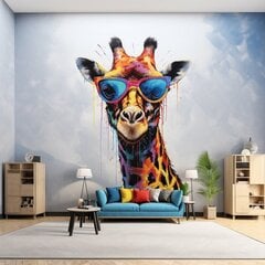 Очаровательный жираф с очками на стене - Яркий акварельный стикер для детей - 180 см цена и информация | Декоративные наклейки | kaup24.ee