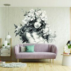  Наклейка на Стену Красивая девушка с цветочными волосами, 120 x 120 см цена и информация | Декоративные наклейки | kaup24.ee