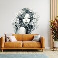 Элегантная Женщина с Цветами Виниловая Настенная Наклейка, 120 x 120 см