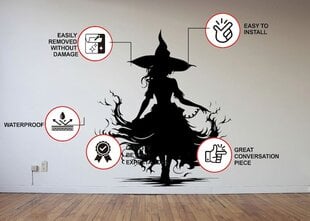 Tulekahjus Nõid Siluett Kleebis - Lumav Halloweeni Aknakunst - 160 x 160 cm hind ja info | Seinakleebised | kaup24.ee