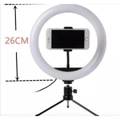 Selfie LED-lamp F-260 26cm statiiviga, ilma puldita цена и информация | Осветительное оборудование для фотосъемок | kaup24.ee