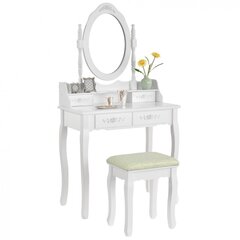 Meigilaud peegli ja tooliga Beauty System Mira, valge цена и информация | Туалетные столики | kaup24.ee