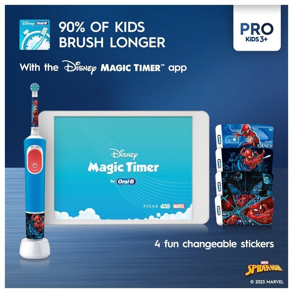 Oral-B Vitality Pro Kids 3+ Spiderman + Travel Case цена и информация | Elektrilised hambaharjad | kaup24.ee