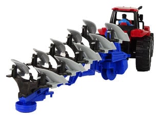 Traktor koos adraga, punane hind ja info | Poiste mänguasjad | kaup24.ee
