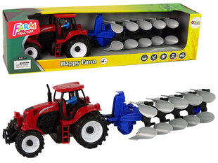 Traktor koos adraga, punane hind ja info | Poiste mänguasjad | kaup24.ee