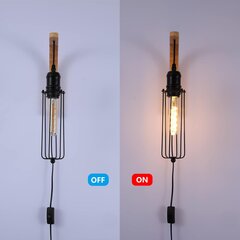 Винтажные настенные светильники Senfay, 2 шт., 40W, черный/коричневые цена и информация | Настенные светильники | kaup24.ee