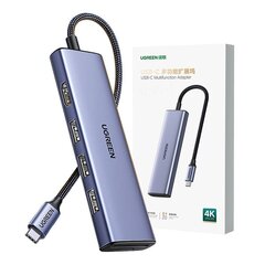 Adapter HUB UGREEN CM511 USB-C to HDMI, 3x USB-A 3.0, SD|TF цена и информация | Адаптеры и USB-hub | kaup24.ee