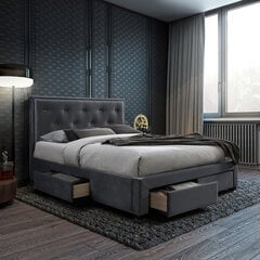 Кровать GLOSSY 160x200см с матрасом HARMONY DELUX, серый цена и информация | Кровати | kaup24.ee