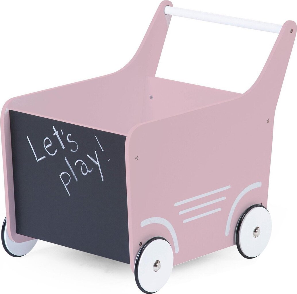 Puidust veerev mänguasi joonistuslauaga Childhome, roosa hind ja info | Imikute mänguasjad | kaup24.ee