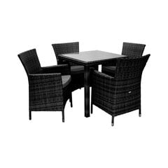 Садовая мебель WICKER стол и 4 стула, чёрный цена и информация | Комплекты уличной мебели | kaup24.ee