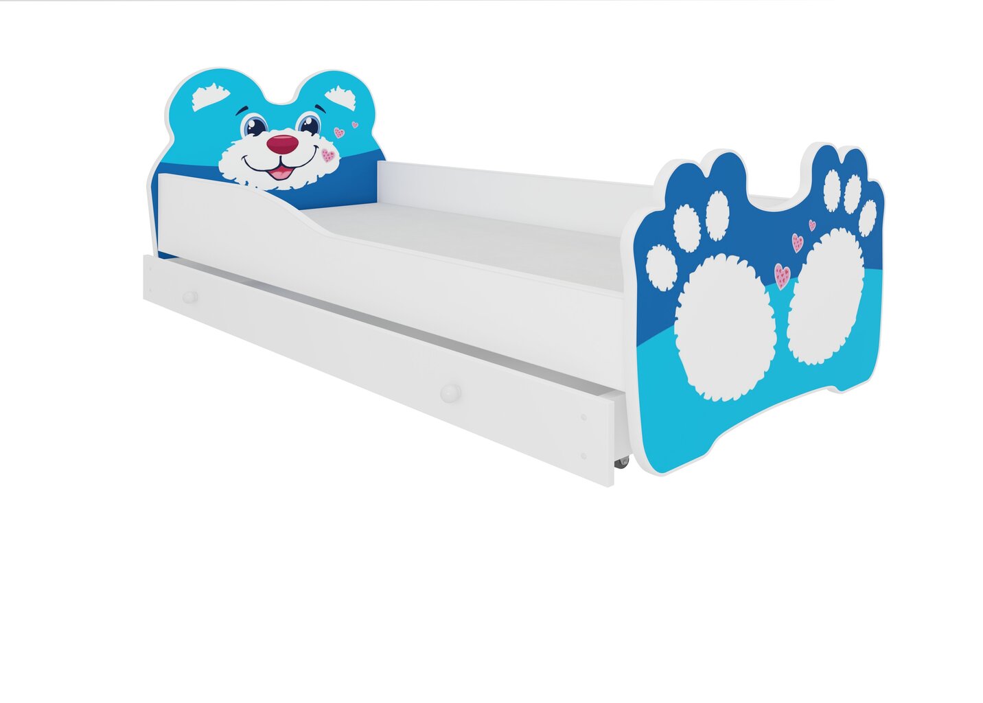 Lastevoodi Adrk Furniture Bear, 80x160 cm, valge/sinine hind ja info | Lastevoodid | kaup24.ee