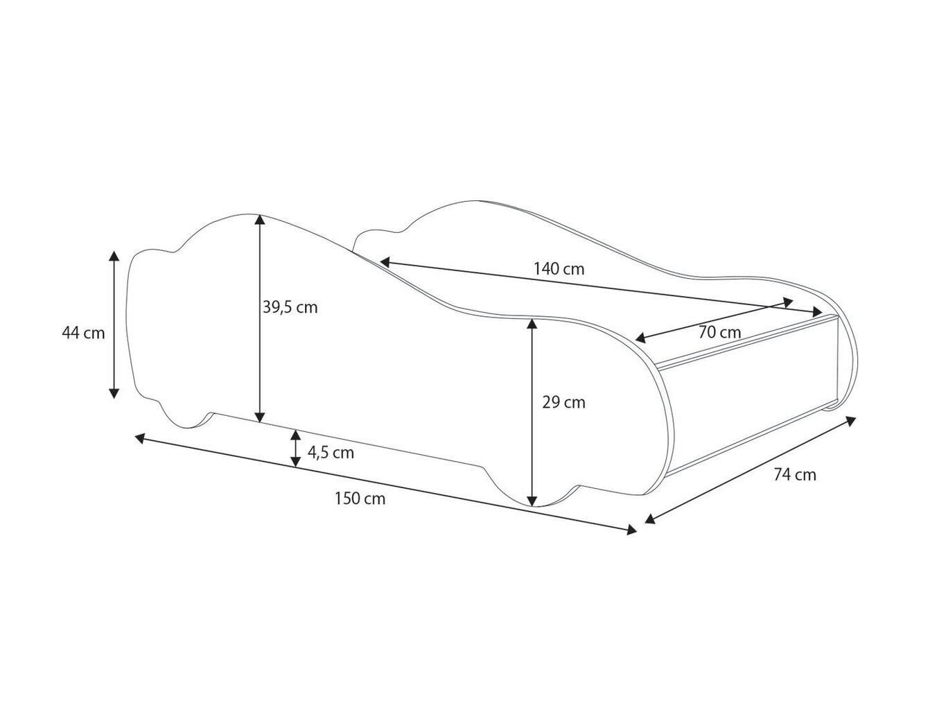 Lastevoodi Adrk Furniture Led Auto, 70x140 cm, erinevad värvid цена и информация | Lastevoodid | kaup24.ee