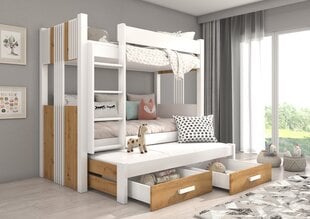 Narivoodi Adrk Furniture Artema koos madratsitega, 90x200 cm, valge/pruun hind ja info | Lastevoodid | kaup24.ee