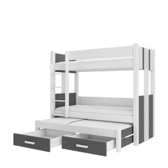 Кровать двухъярусная Adrk Furniture Artema с матрасами, 80х180 см, белый/серый цвет цена и информация | Детские кровати | kaup24.ee