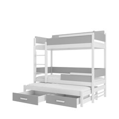 Кровать двухъярусная ADRK Furniture Queen с матрасами, 90х200 см, белый/серый цвет цена и информация | Детские кровати | kaup24.ee