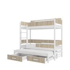 Кровать двухъярусная ADRK Furniture Queen с матрасами, 90х200 см, белый/коричневый цвет цена и информация | Детские кровати | kaup24.ee