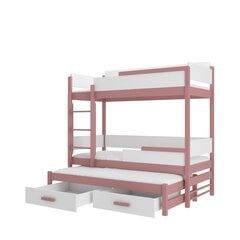Кровать двухъярусная ADRK Furniture Queen с матрасами, 80х180 см, белый/розовый цвет цена и информация | Детские кровати | kaup24.ee