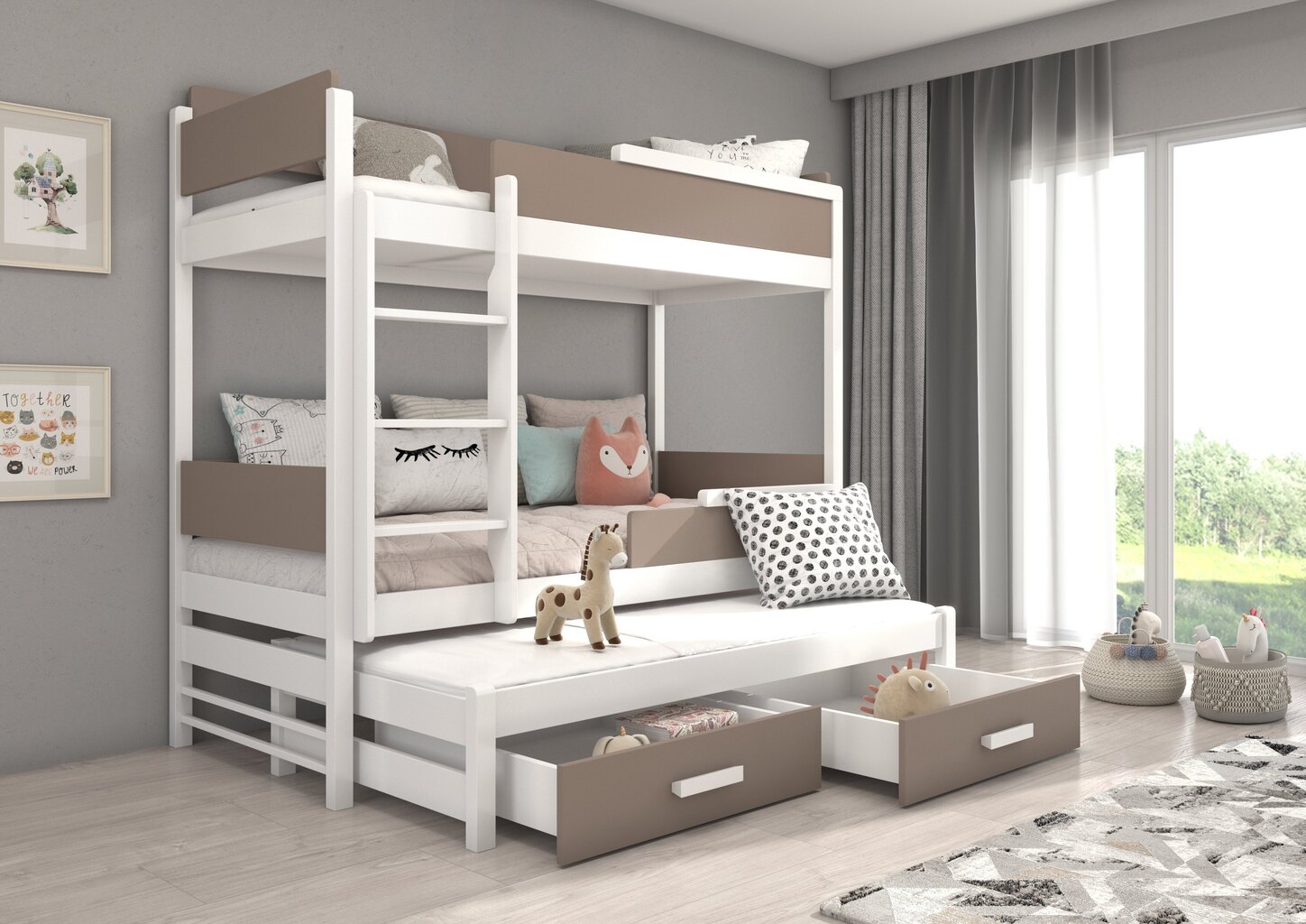Narivoodi Adrk Furniture Queen koos madratsitega, 80x180 cm, valge/pruun цена и информация | Lastevoodid | kaup24.ee