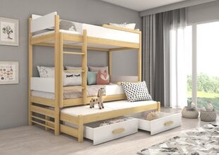 Кровать двухъярусная ADRK Furniture Queen с матрасами, 90х200 см, белый/коричневый цвет цена и информация | Детские кровати | kaup24.ee