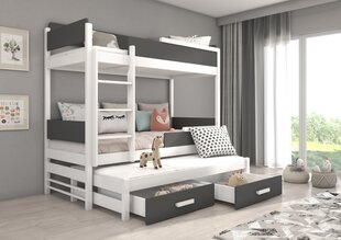 Кровать двухъярусная ADRK Furniture Queen, 90x200 см, белый/серый цвет цена и информация | Детские кровати | kaup24.ee