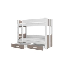 Кровать двухъярусная ADRK Furniture Arta 90x200 см, белого/коричневого цвета цена и информация | Детские кровати | kaup24.ee