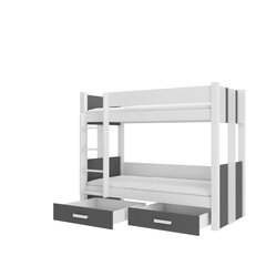 Кровать двухъярусная ADRK Furniture Arta 90x200 см, белого/серого цвета цена и информация | Детские кровати | kaup24.ee