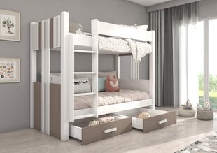 Кровать двухъярусная ADRK Furniture Arta с матрасом, 90х200 см, белый/коричневый цвет цена и информация | Детские кровати | kaup24.ee
