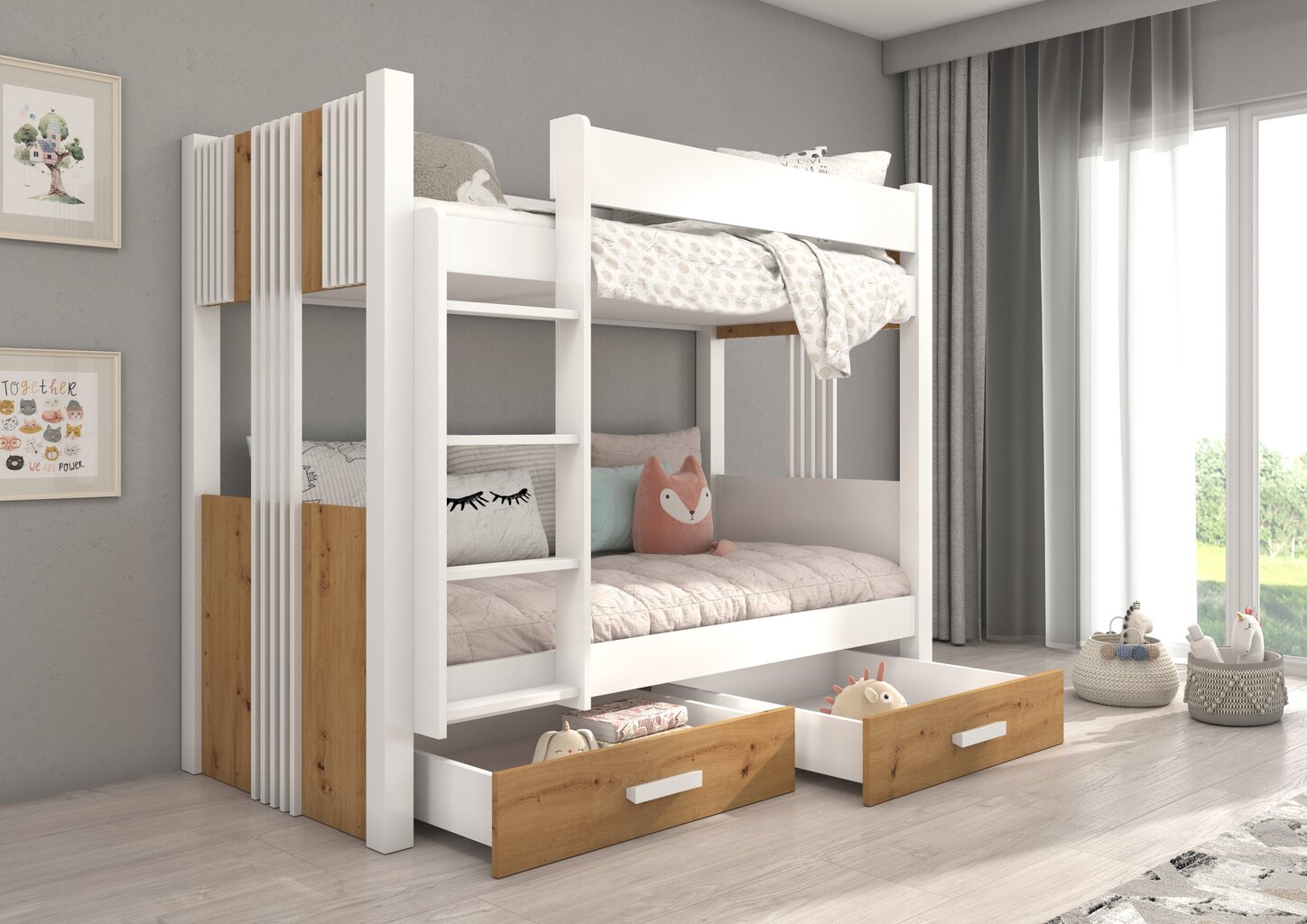 Narivoodi Adrk Furniture Arta, 80x180 cm, valge/pruun hind ja info | Lastevoodid | kaup24.ee