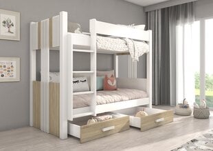 Кровать двухъярусная ADRK Furniture Arta с матрасом, 80х180 см, белый/коричневый цвет цена и информация | Детские кровати | kaup24.ee