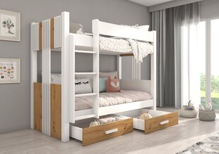 Кровать двухъярусная ADRK Furniture Arta с матрасом, 80х180 см, белый/коричневый цвет цена и информация | Детские кровати | kaup24.ee