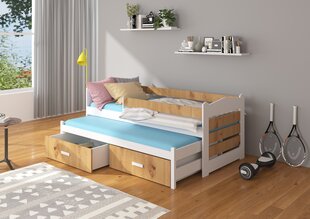 Детская кровать ADRK Furniture Tiarro 80x180 см с боковой защитой, белый/коричневый цвет цена и информация | Детские кровати | kaup24.ee