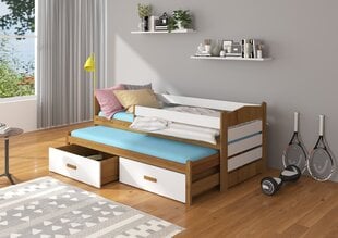 Lastevoodi Adrk Furniture Tiarro koos küljekaitsega, 80x180 cm, valge/pruun hind ja info | Lastevoodid | kaup24.ee
