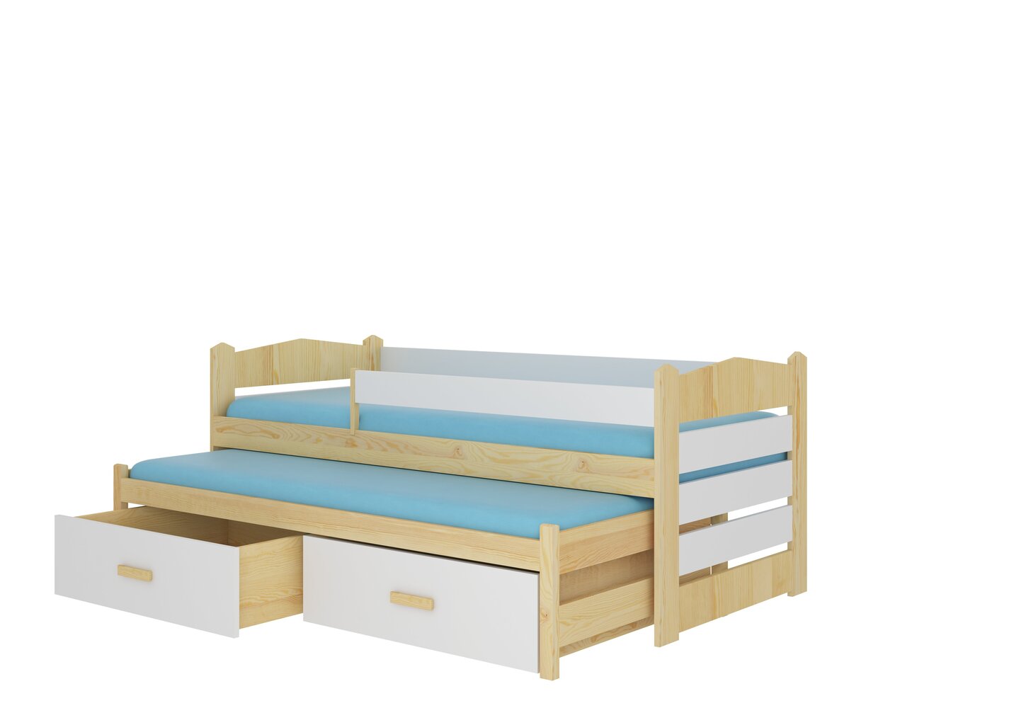 Lastevoodi Adrk Furniture Tiarro koos küljekaitsega, 80x180 cm, valge/pruun цена и информация | Lastevoodid | kaup24.ee