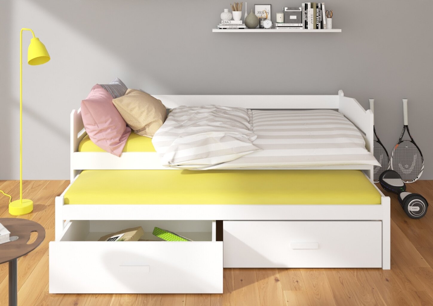 Lastevoodi ADRK Furniture Tiarro, 80x180 cm, valge/pruun hind ja info | Lastevoodid | kaup24.ee