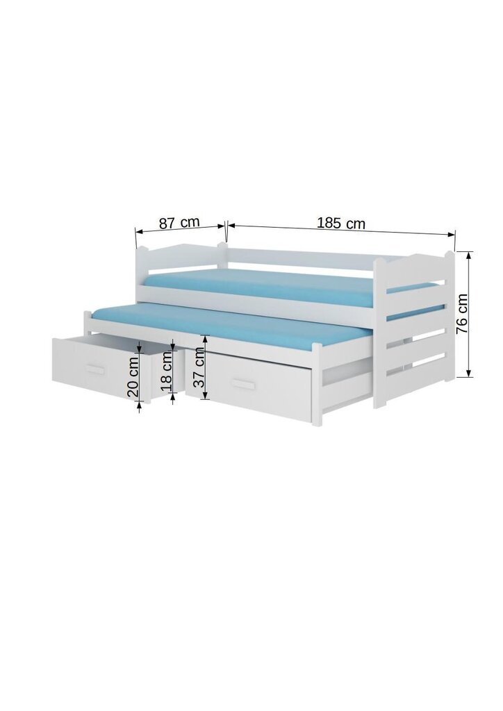 Lastevoodi ADRK Furniture Tiarro, 80x180 cm, valge/pruun цена и информация | Lastevoodid | kaup24.ee