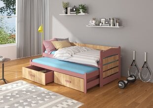Lastevoodi ADRK Furniture Tiarro, 80x180 cm, roosa/pruun цена и информация | Детские кровати | kaup24.ee