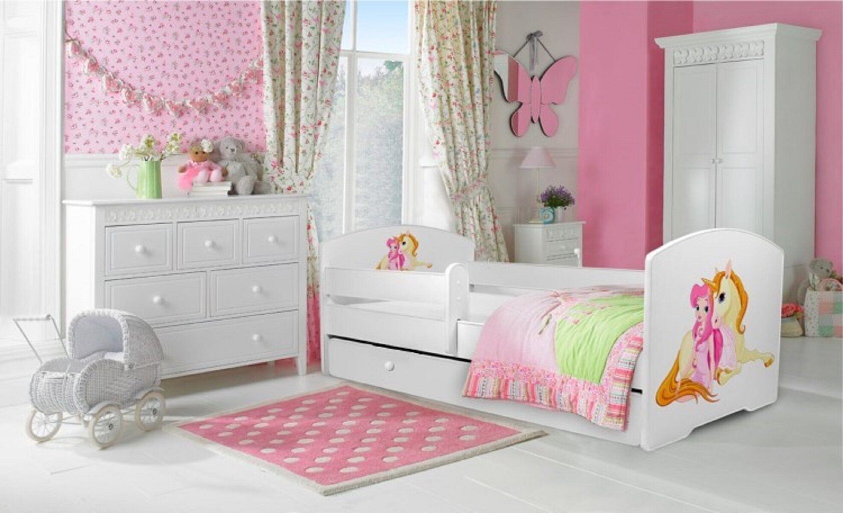 Lastevoodi ADRK Furniture Pepe Girl with unicorn, 70x140 cm, erinevad värvid hind ja info | Lastevoodid | kaup24.ee