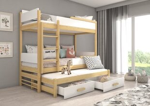 Кровать двухъярусная ADRK Furniture Queen с матрасами, 80х180 см, белый/коричневый цвет цена и информация | Детские кровати | kaup24.ee