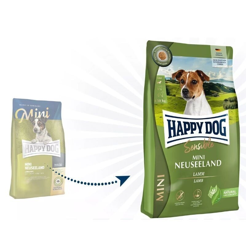Happy Dog Mini Neuseeland väikestele täiskasvanud koertele lambaliha ja riisiga, 10 kg hind ja info | Kuivtoit koertele | kaup24.ee
