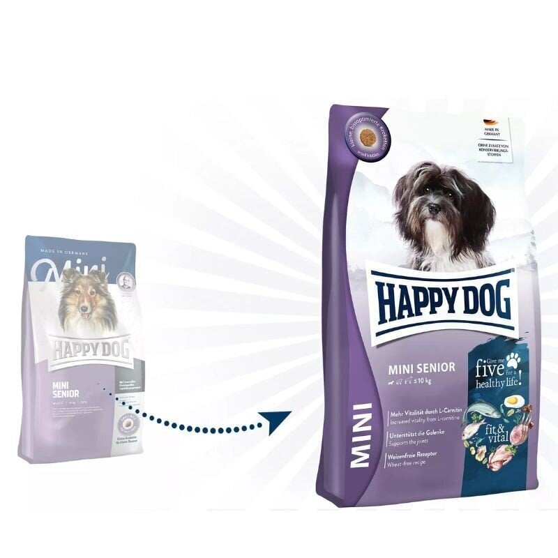 Happy Dog Mini Senior väikest kasvu eakatele koertele riisi, linnuliha ja lambalihaga, 4 kg hind ja info | Kuivtoit koertele | kaup24.ee
