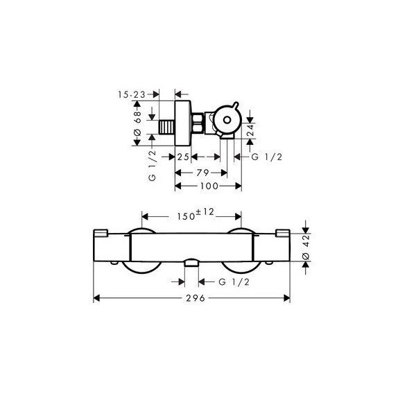 Termostaatiline vanni-/dušisegisti Hansgrohe Ecostat 1001 CL, 13211000 цена и информация | Vannitoa segistid | kaup24.ee